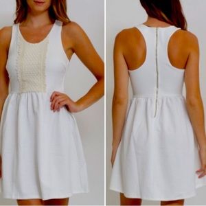 NWT white waffle knot and crochet dress